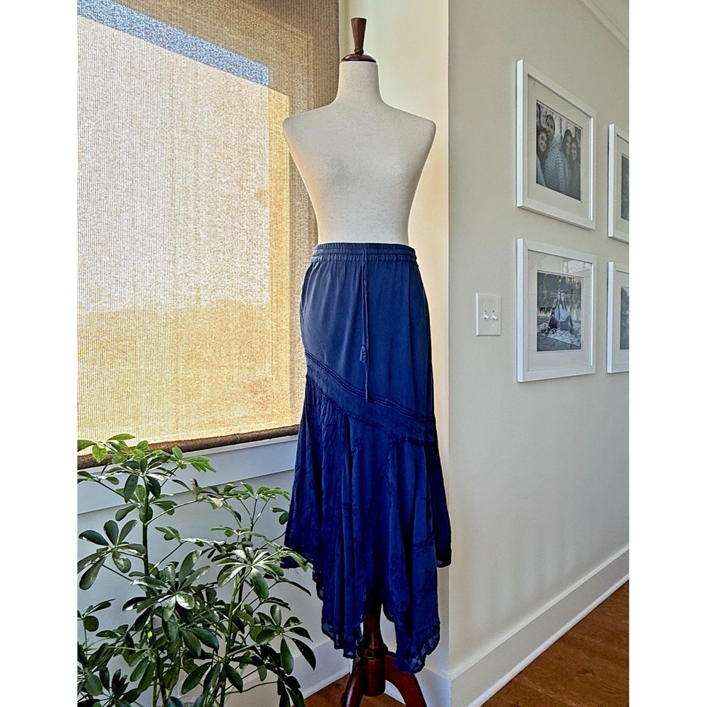 Scully‎ Skirt Medium Asymmetrical Blue Boho Western Prairie Festival Midi